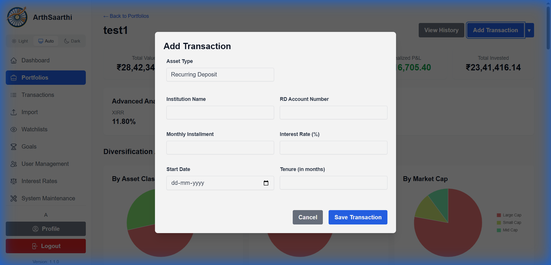 Add Recurring Deposit Modal