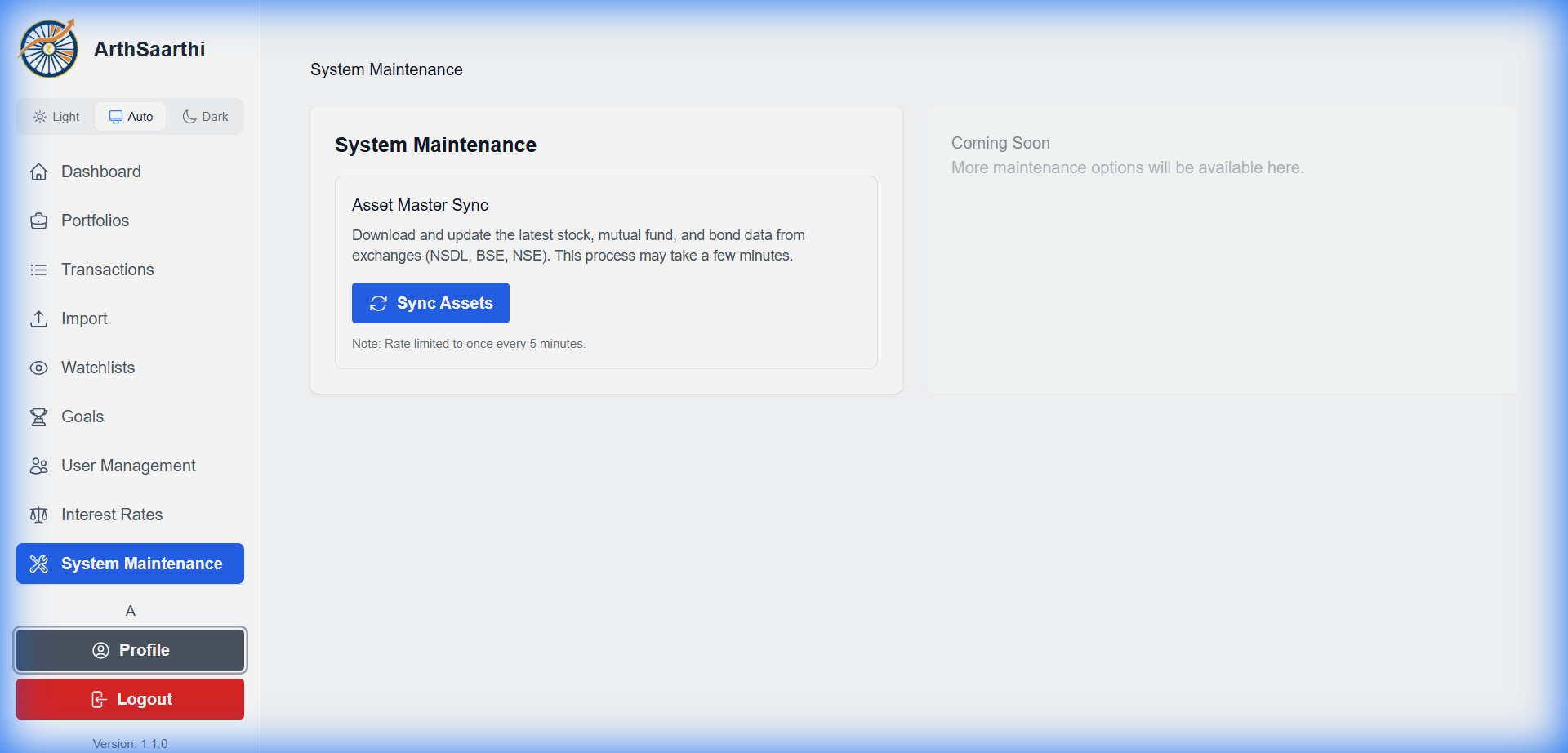 Admin System Maintenance